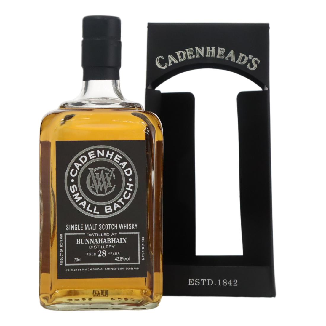 Bunnahabhain Small Batch No. 28 Year Old, Bourbon Cask, 1989, Cadenhead’s, 43.8% whisky bottle