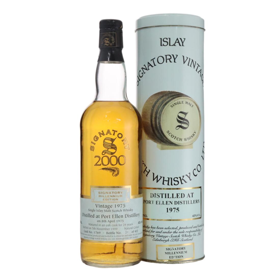 Port Ellen Signatory Millennium Edition 24 Year Old, Oak Cask, Cask #1769, 1975, Signatory Vintage, 43% whisky bottle