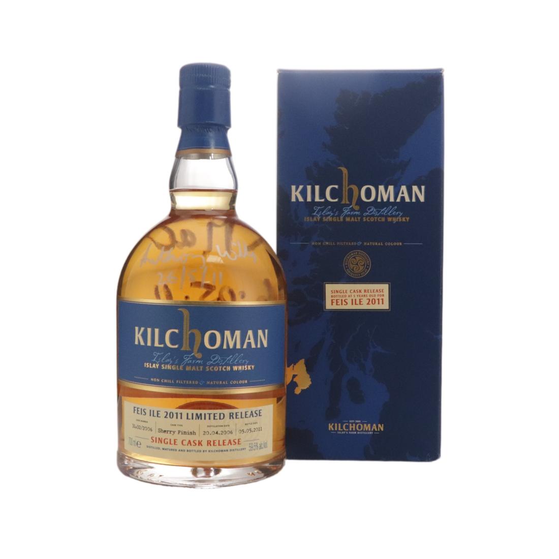 Kilchoman Fèis Ìle 2011 Limited Release 5 Year Old, Sherry Cask, Cask #31/32/2006, 2011, 59.5% whisky bottle