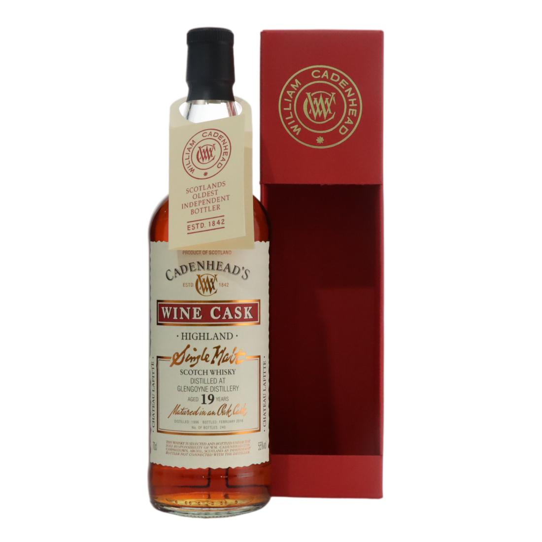 Glengoyne Wine Cask #19 Year Old, Wine Cask, 1996, Cadenhead's, 55% whisky bottle