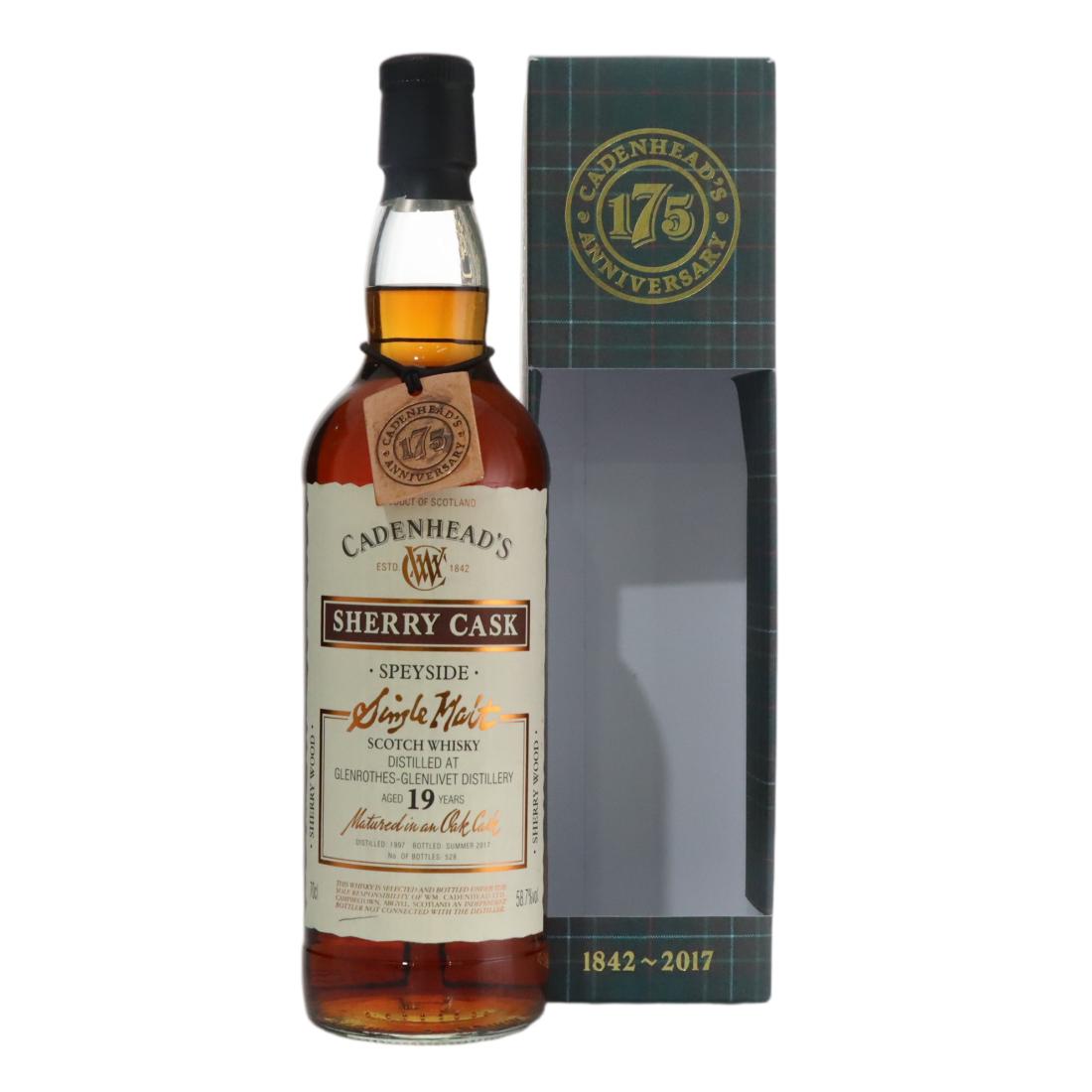 Glenrothes Sherry Cask #19 Year Old, Sherry Cask, 1997, Cadenhead's, 58.7% whisky bottle