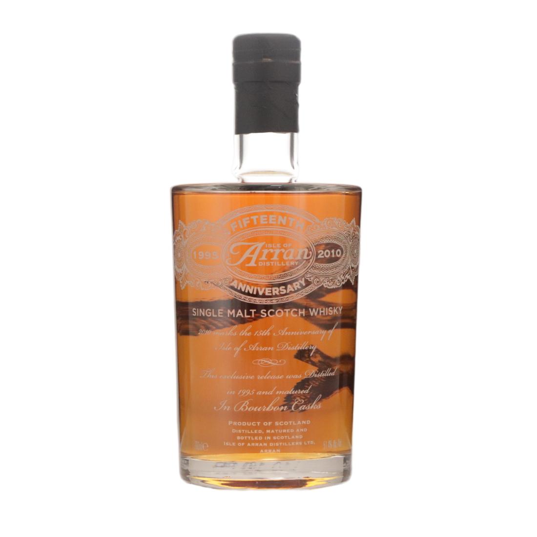 Arran Fifteenth Anniversary 15 Year Old, Bourbon Cask, 2010, 51.4% whisky bottle