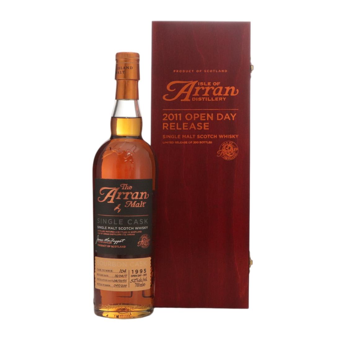 Arran Open Day 2011 Release 15 Year Old, Bourbon Cask, Cask #104, 2011, 52% whisky bottle