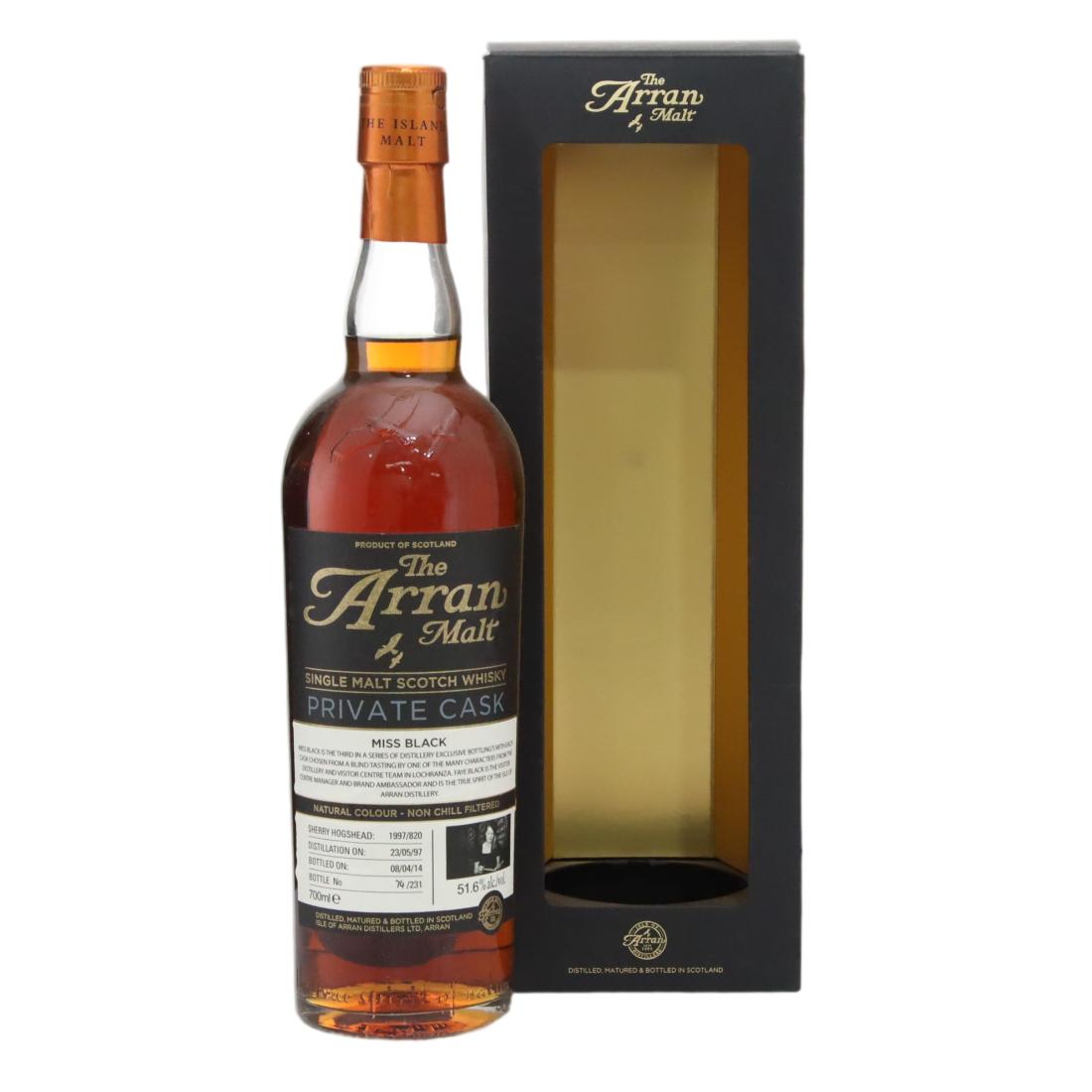 Arran Miss Black 16 Year Old, Sherry Cask, Cask #1997/820, 2014, 51.6% whisky bottle