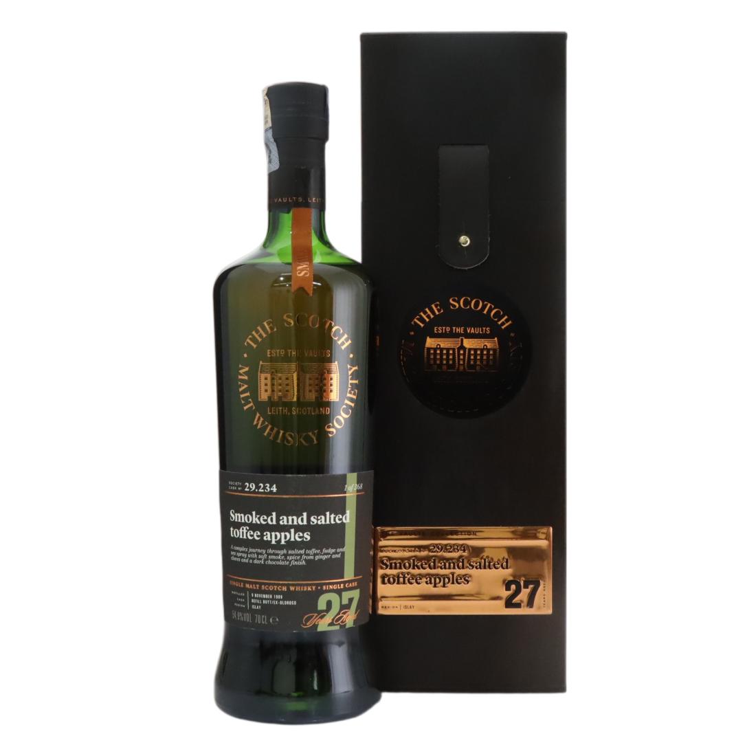 Laphroaig Smoked & salted toffee apples 27 Year Old, Sherry Cask, Cask #29.234, 1989, Scotch Malt Whisky Society, 54.9% whisky bottle