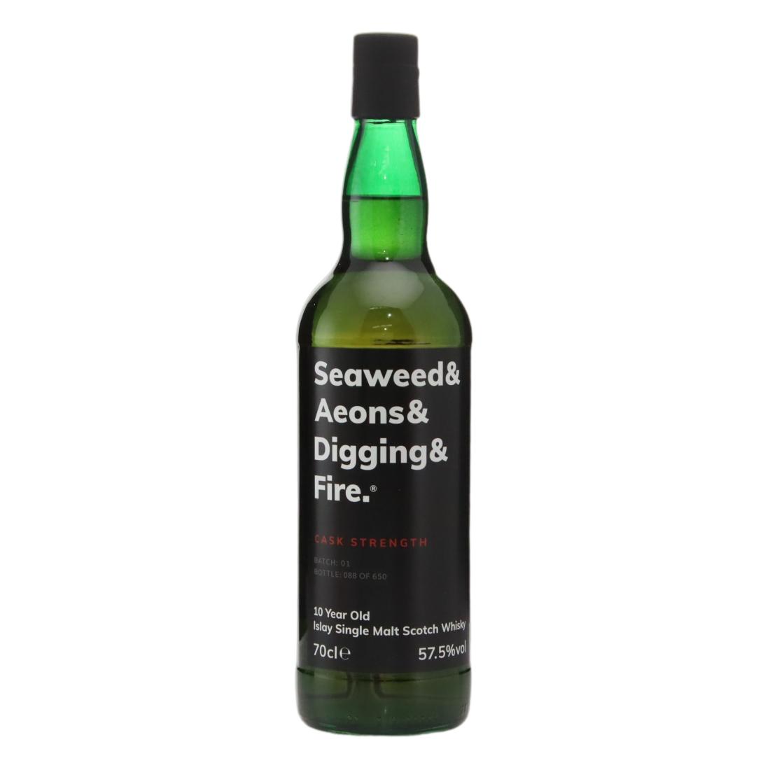 & Whisky Seaweed & Aeons & Digging & Fire Cask Strength 10 Year Old, Sherry Cask, Batch No. 01, & Whisky, 57.5% whisky bottle