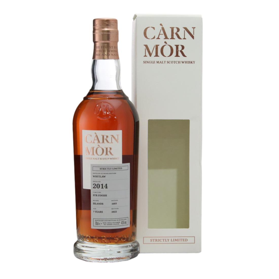Càrn Mòr Whitlaw Strictly Limited 7 Year Old, STR Finish Cask, 2014, Càrn Mòr, 47.5% whisky bottle