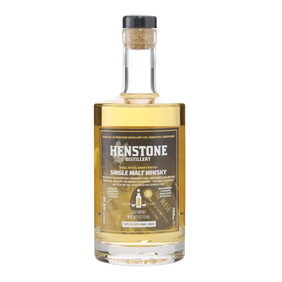 Henstone Southport Whisky Festival 3 Year Old, Bourbon Cask, Cask #HDC0019, 2022, 61.5% whisky bottle