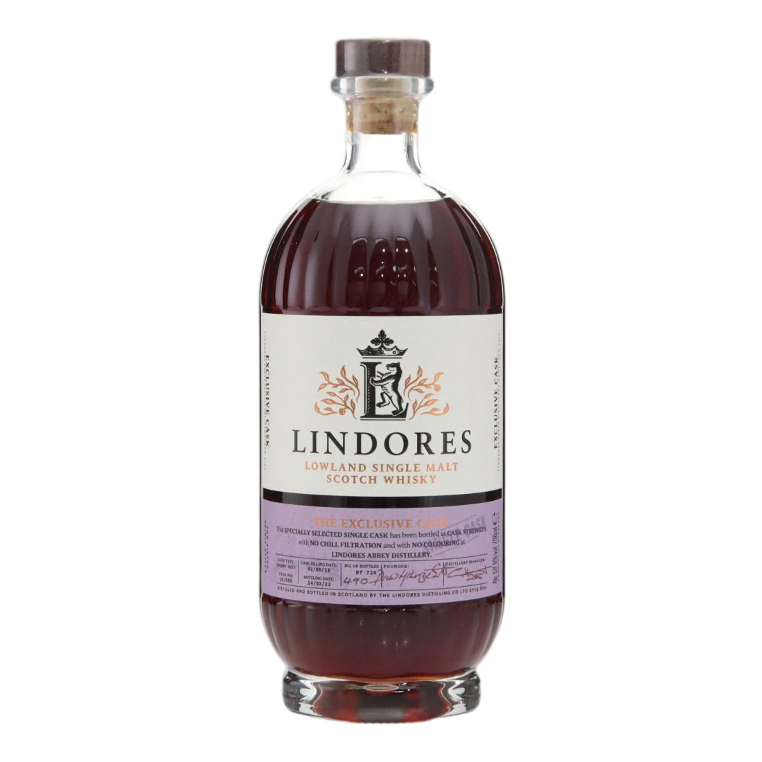 Lindores The Exclusive Cask #3 Year Old, Sherry Cask, Cask #18/585, 2022, 58.9% whisky bottle