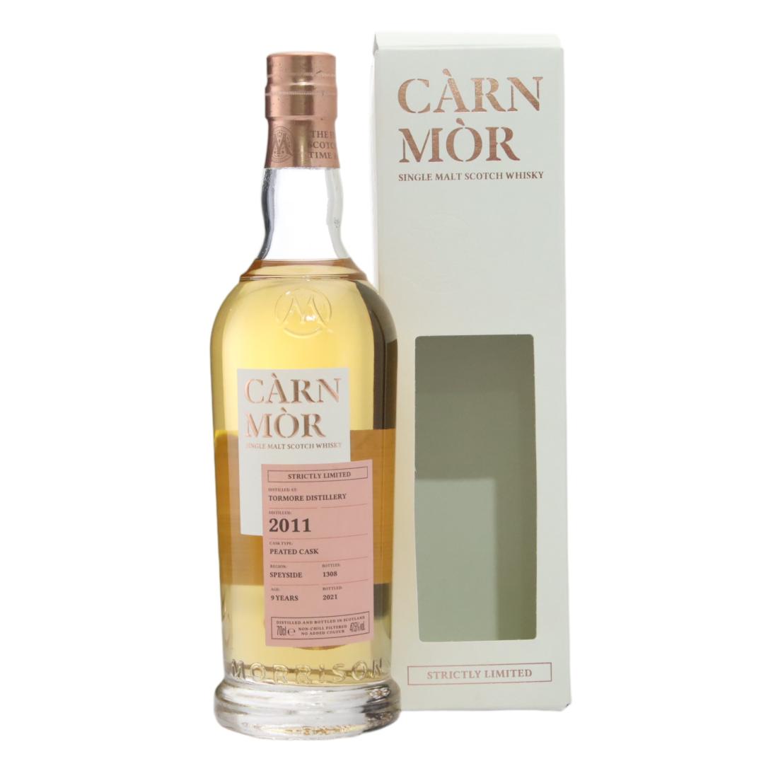 Tormore Strictly Limited 9 Year Old, Peated Cask, 2011, Càrn Mòr, 47.5% whisky bottle