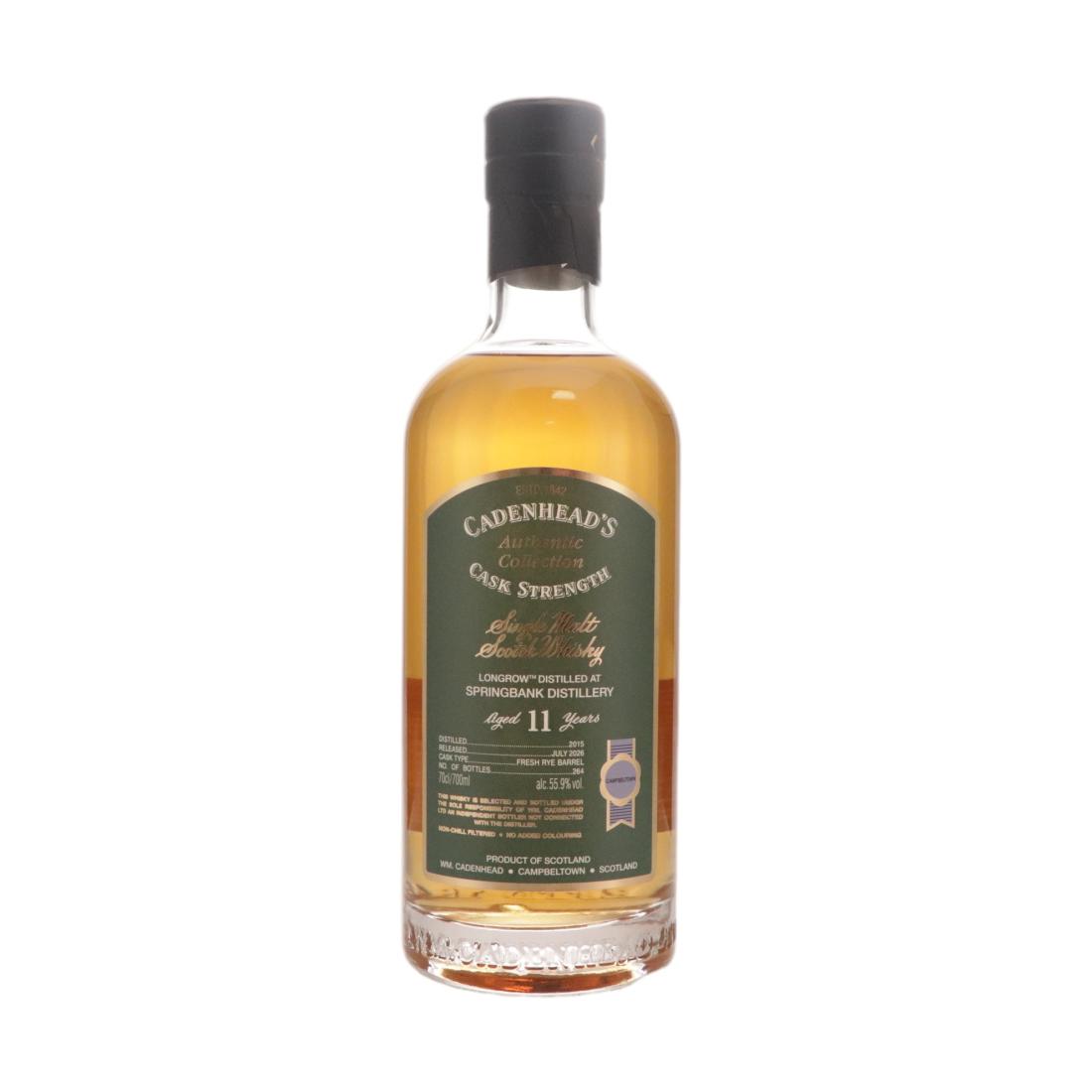 Longrow Authentic Collection 11 Year Old, Rye Cask, 2015, Cadenhead's, 55.9% whisky bottle