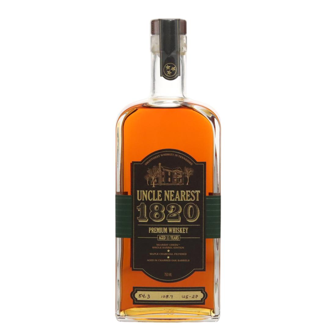Uncle Nearest 1820 Single Barrel Premium Whiskey 11 Year Old, New Charred American Oak Cask, Cask #US-29, 2019, 54.3% whisky bottle