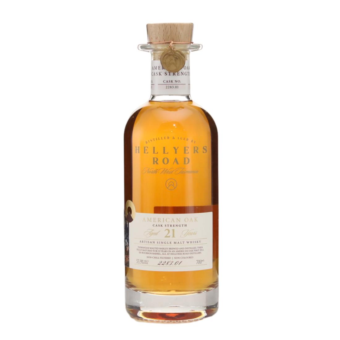 Hellyers Road American Oak 21 Year Old, American Oak Cask, Cask #2283.01, 2023, 55.9% whisky bottle