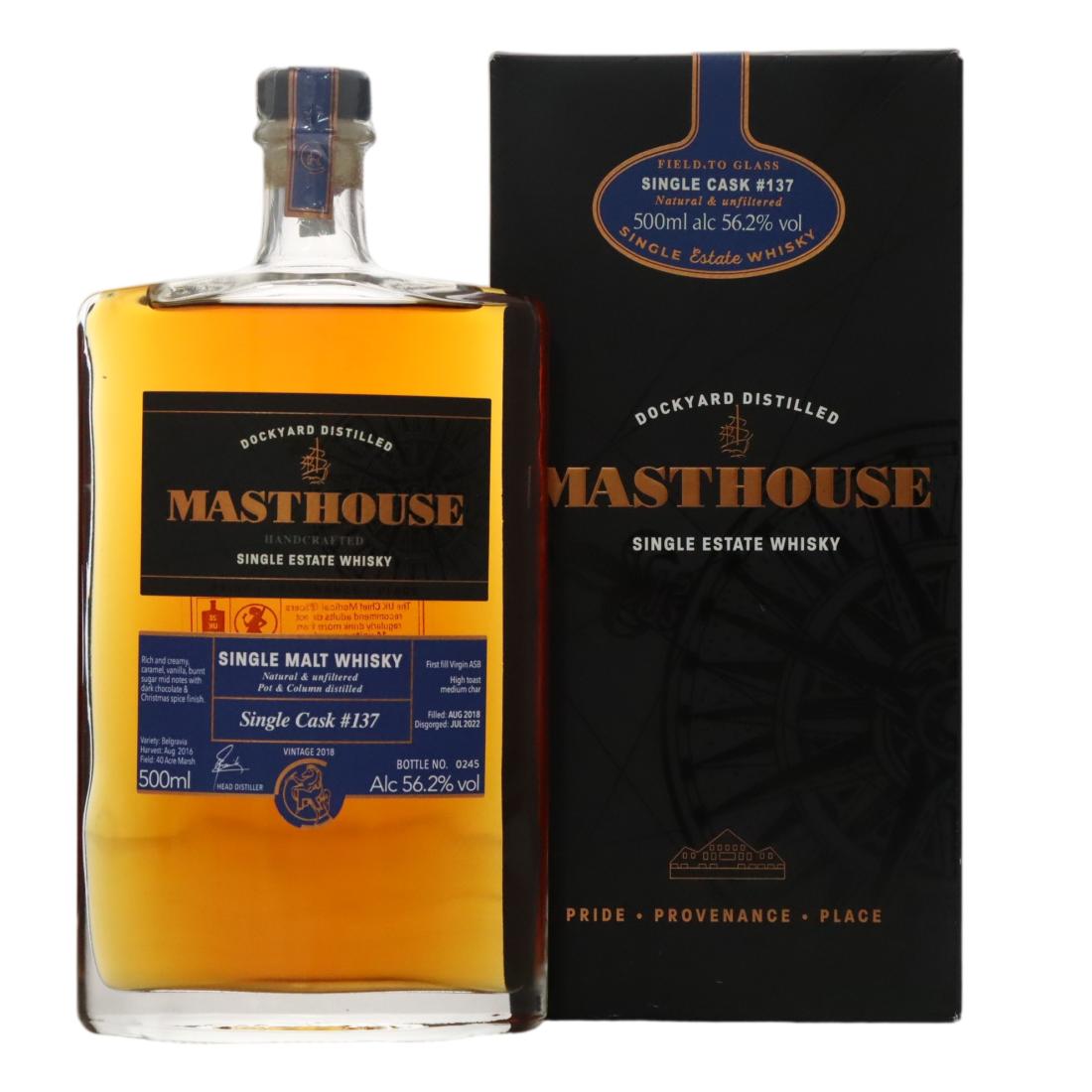 Copper Rivet Masthouse Single Cask 4 Year Old, Virgin American White Oak Cask, Cask #137, 2022, 56.2% whisky bottle