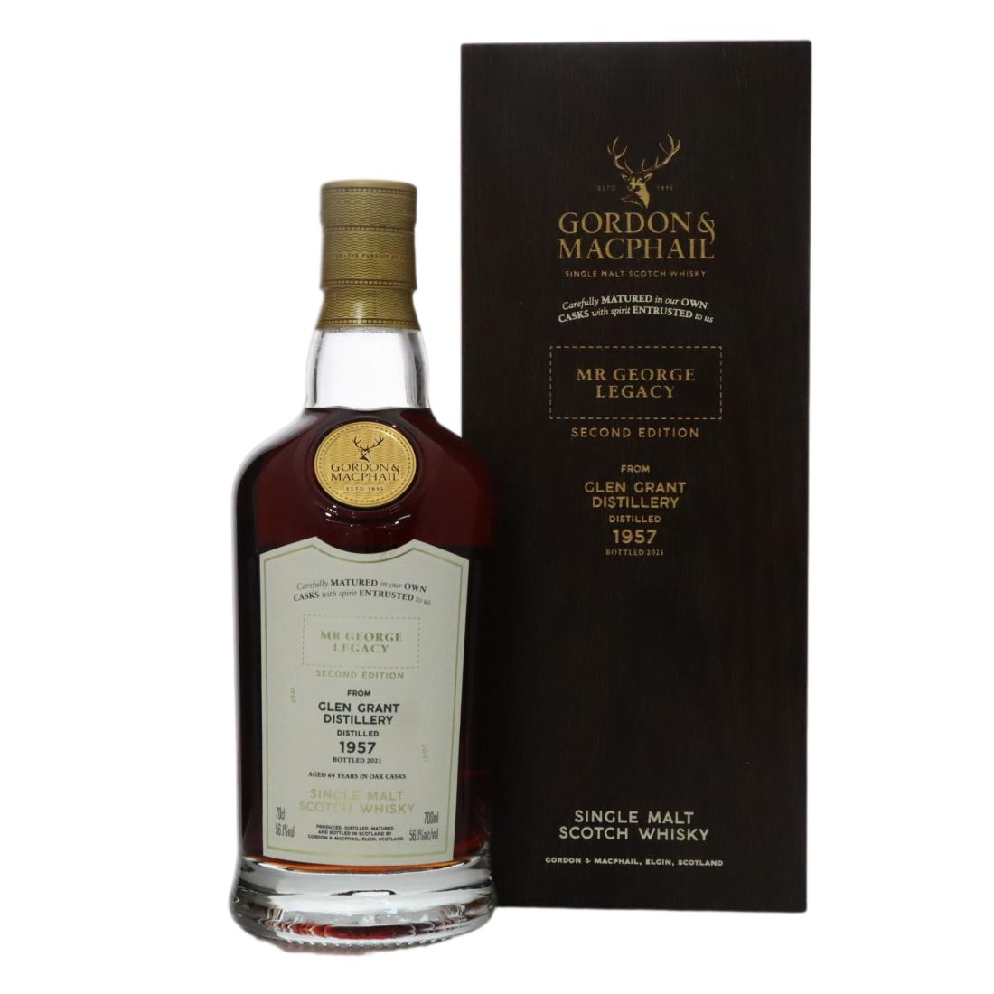 Glen Grant Mr George Legacy Second Edition 64 Year Old, First-Fill Sherry Butt Cask, Cask #3483, 1957, Gordon & MacPhail, 56.1% whisky bottle