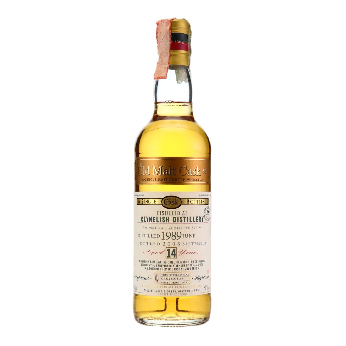 Clynelish The Old Malt Cask #14 Year Old, Rum Cask, Cask #3850, 1989, Douglas Laing, 50% whisky bottle