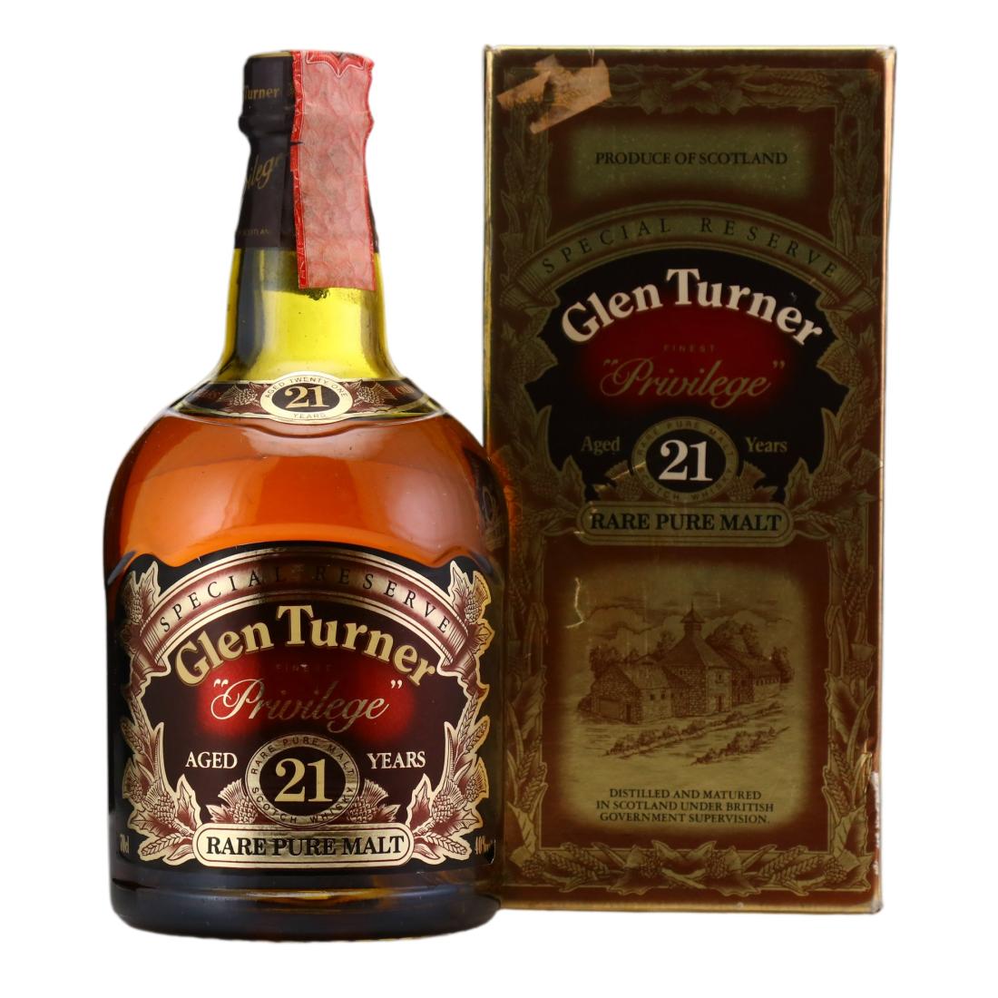 Glen Turner Privilege 21 Year Old, Oak Cask, 40% whisky bottle