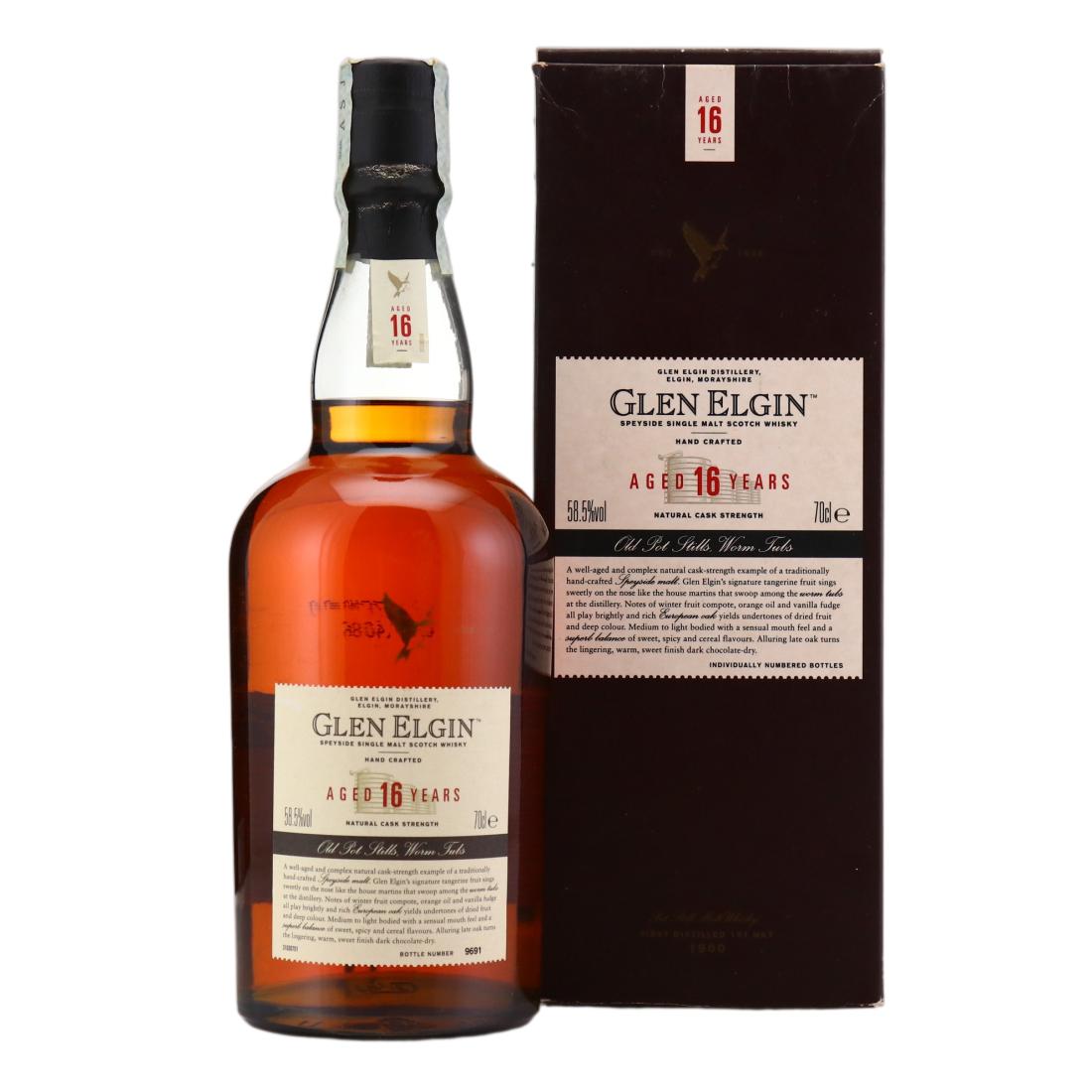 Glen Elgin Natural Cask Strength 16 Year Old, European Oak Cask, 2008, 58.5% whisky bottle