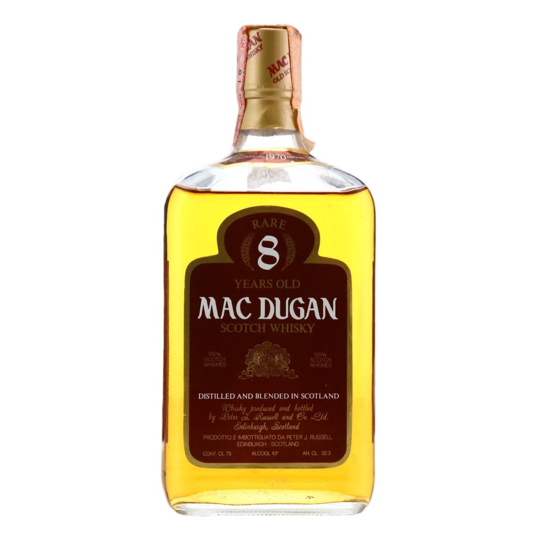Mac Dugan 8 Year Old, Oak Cask, 1970, Peter J. Russell & Co. Ltd., 43% whisky bottle