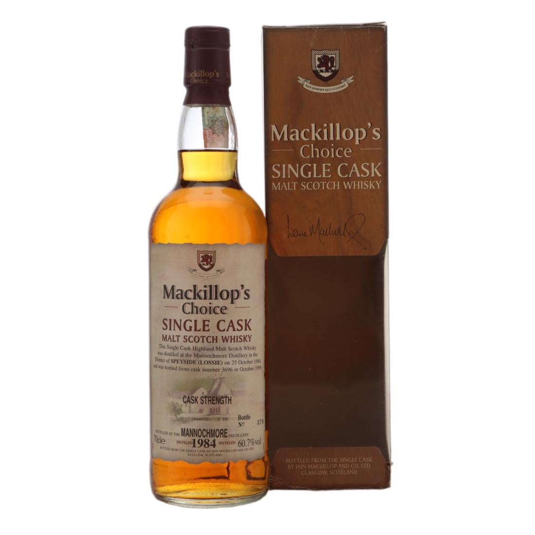 Mannochmore Mackillop's Choice 15 Year Old, Cask #3696, 1984, Mackillop's Choice, 60.7% whisky bottle