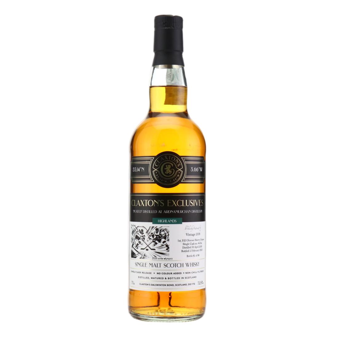 Ardnamurchan Claxton's Exclusives Peated, Oloroso Cask, 2018, Claxton's, 52.8% whisky bottle