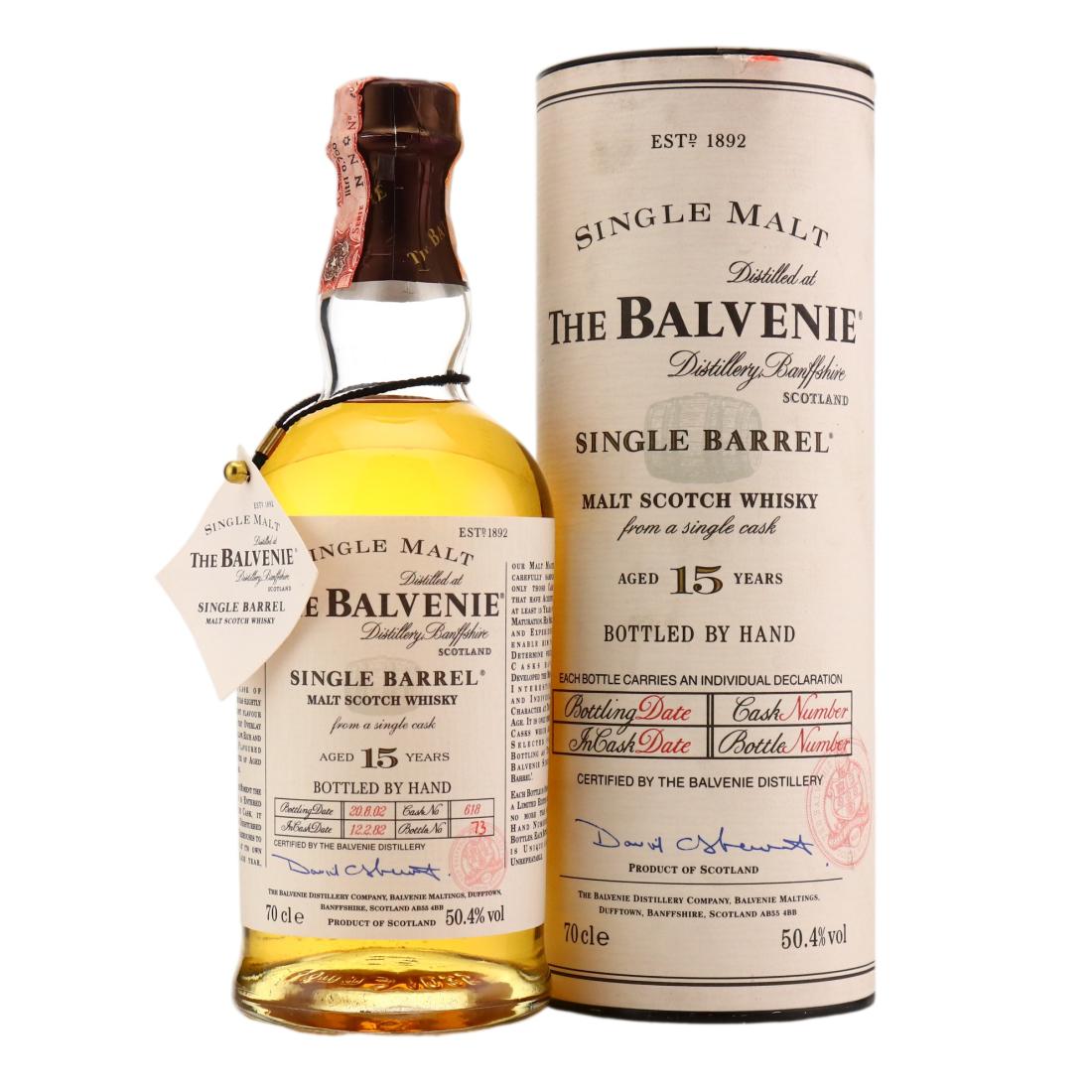 Balvenie Single Barrel 15 Year Old, Cask #618, 2002, 50.4% whisky bottle
