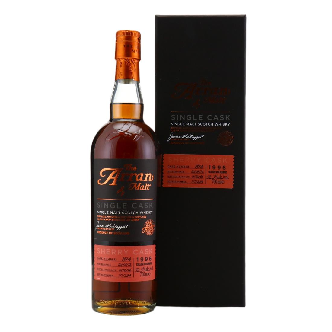 Arran Single Cask Premium Cask Selection 15 Year Old, Sherry Cask, Cask #1996/724, 2012, 52.3% whisky bottle