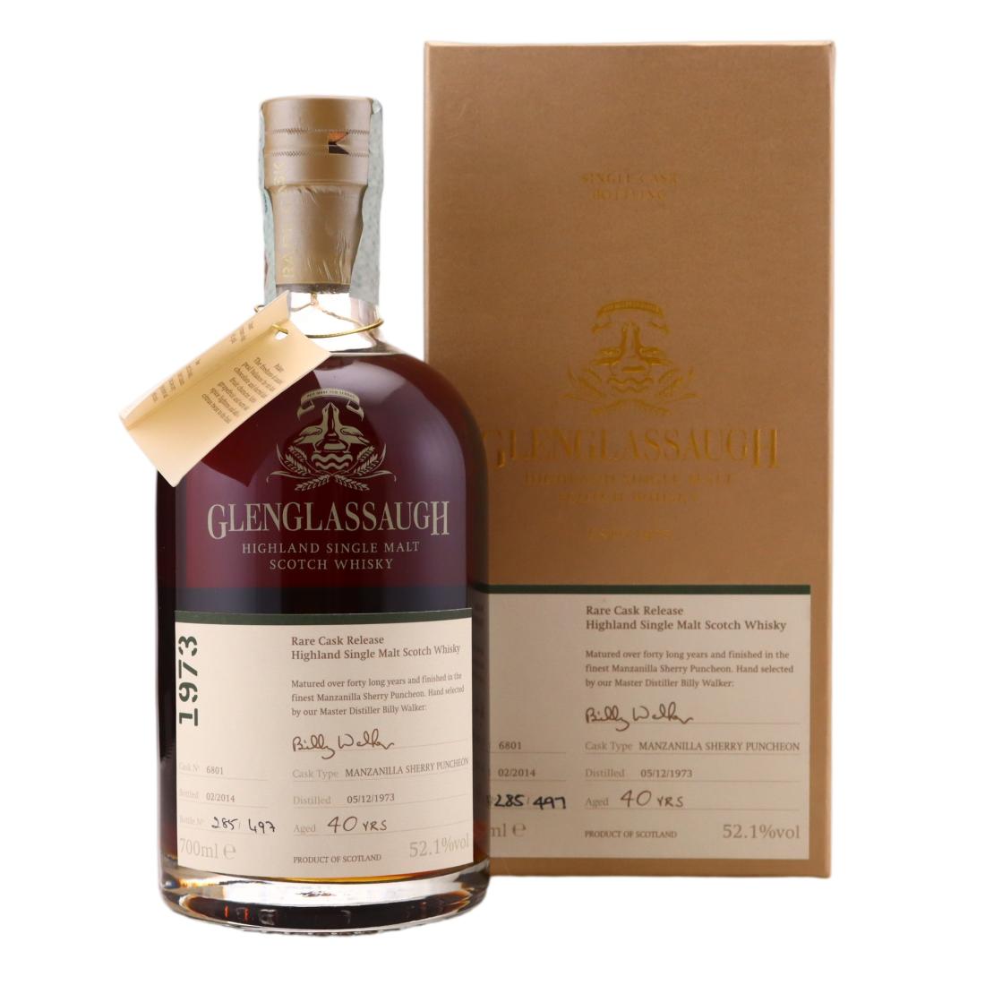 Glenglassaugh 1973 - 40 Year Old - Cask 6801, Manzanilla Sherry Puncheon Cask, Cask #6801, 2014, 52.1% whisky bottle