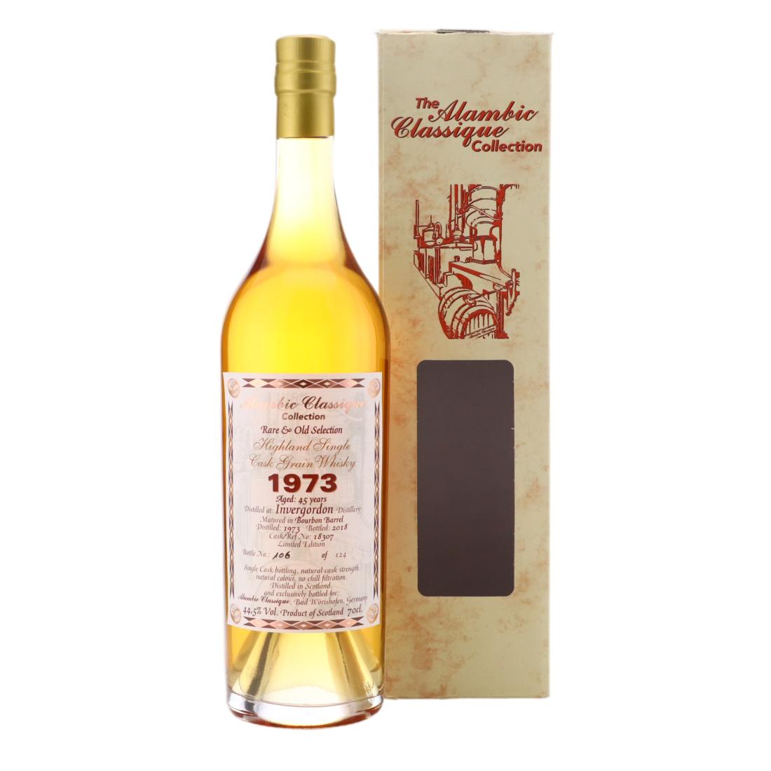 Invergordon Rare & Old Selection 45 Year Old, Bourbon Cask, Cask #18307, 1973, Alambic Classique, 44.5% whisky bottle