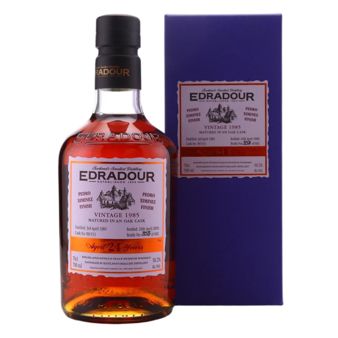 Edradour 24 Year Old, Pedro Ximenez Sherry Butt Cask, Cask #09/151, 2009, 50.2% whisky bottle