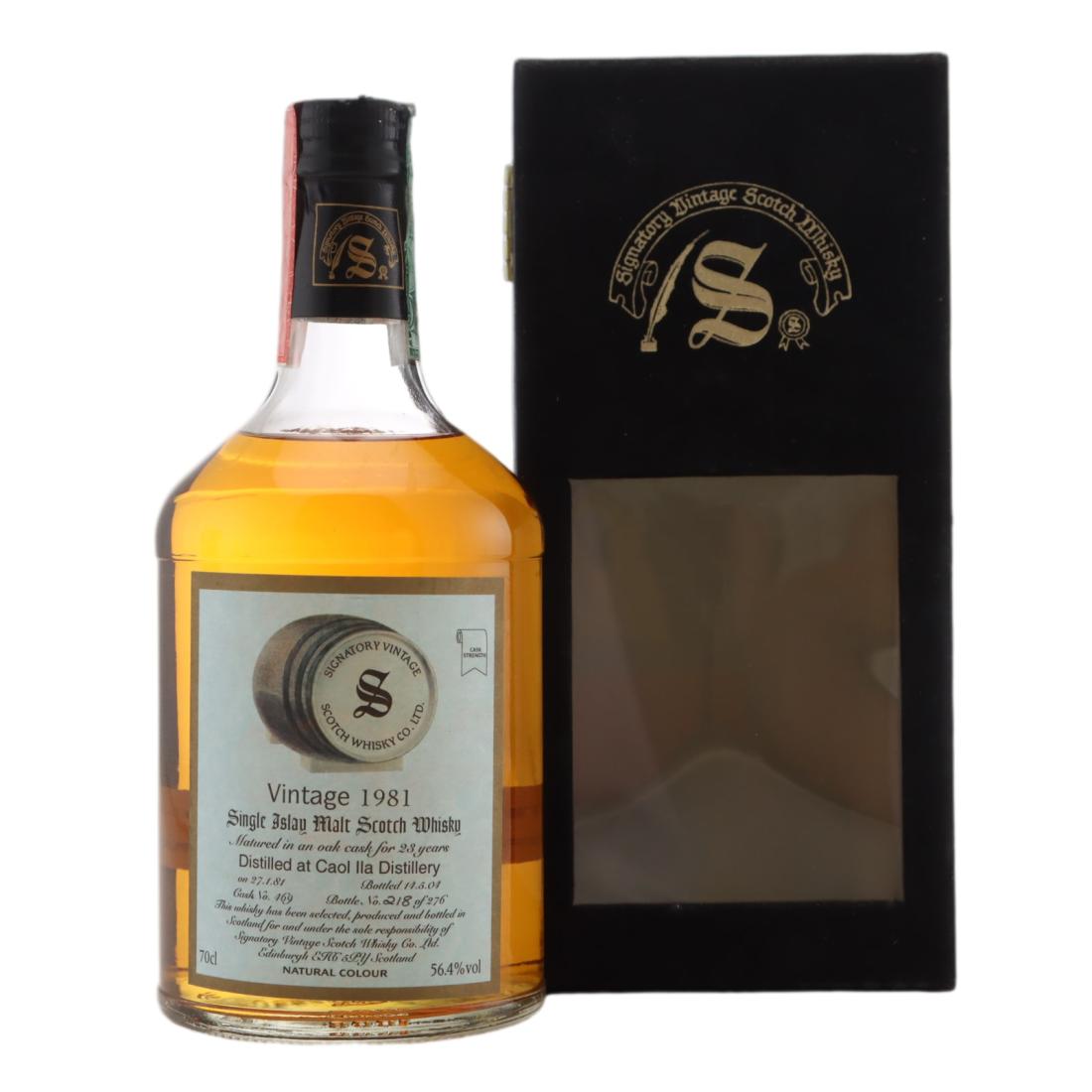 Caol Ila 23 Year Old, Oak Cask, Cask #469, 1981, Signatory Vintage, 56.4% whisky bottle
