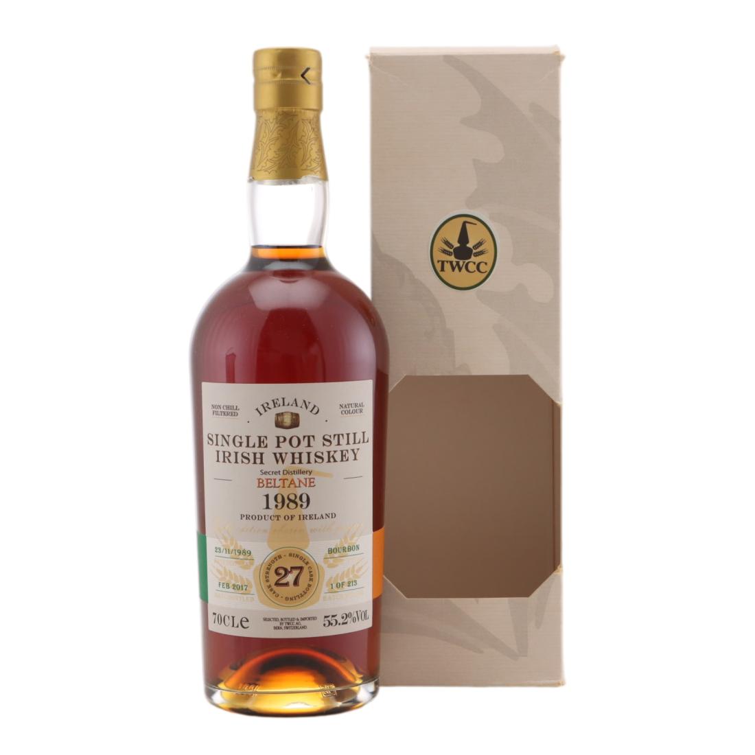 Beltane Single Pot Still 27 Year Old, Bourbon Cask, 1989, The Whisky Cask Company, 55.2% whisky bottle