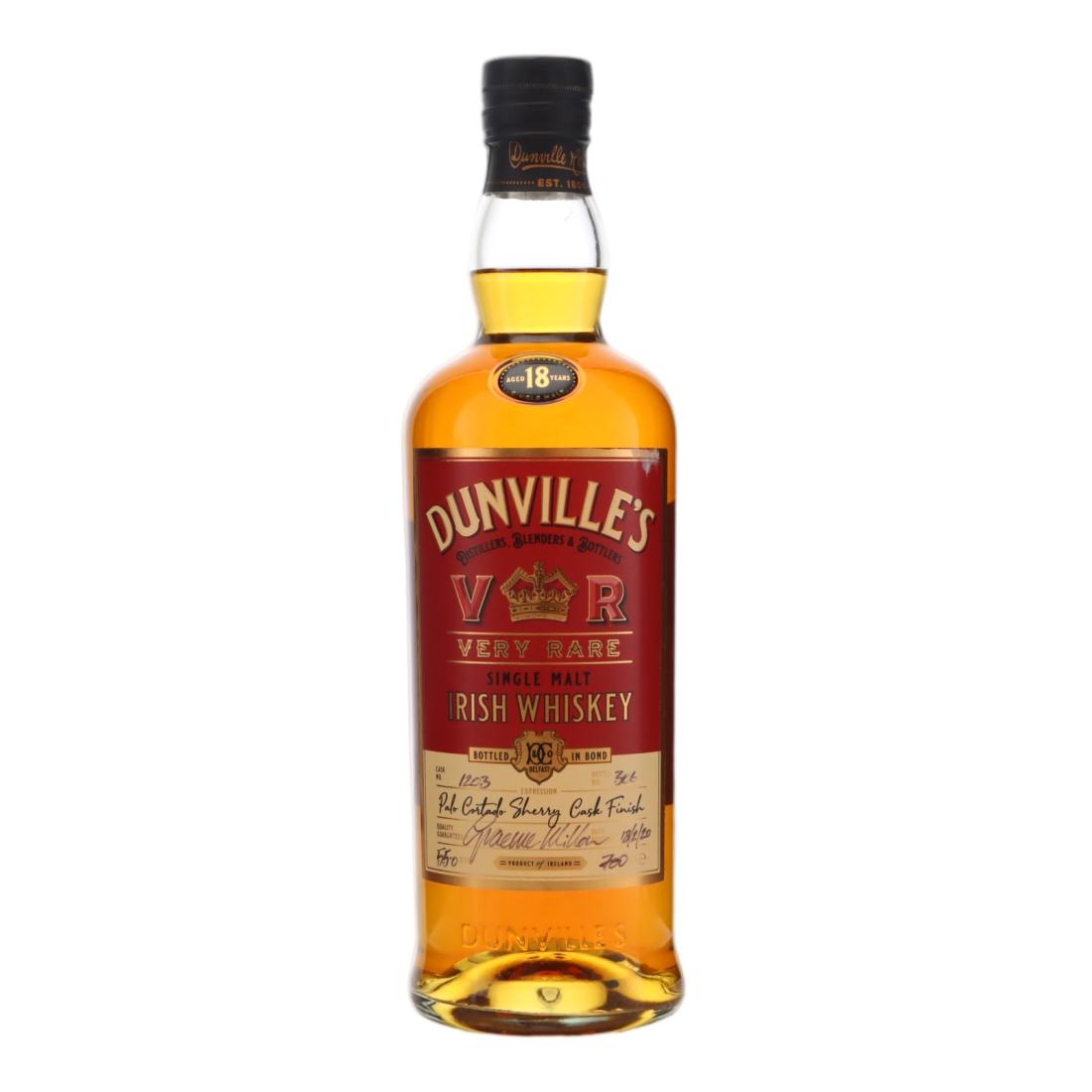 Dunville's VR Palo Cortado Sherry Cask Finish 18 Year Old, Sherry Cask, Cask #1203, 2020, 55% whisky bottle