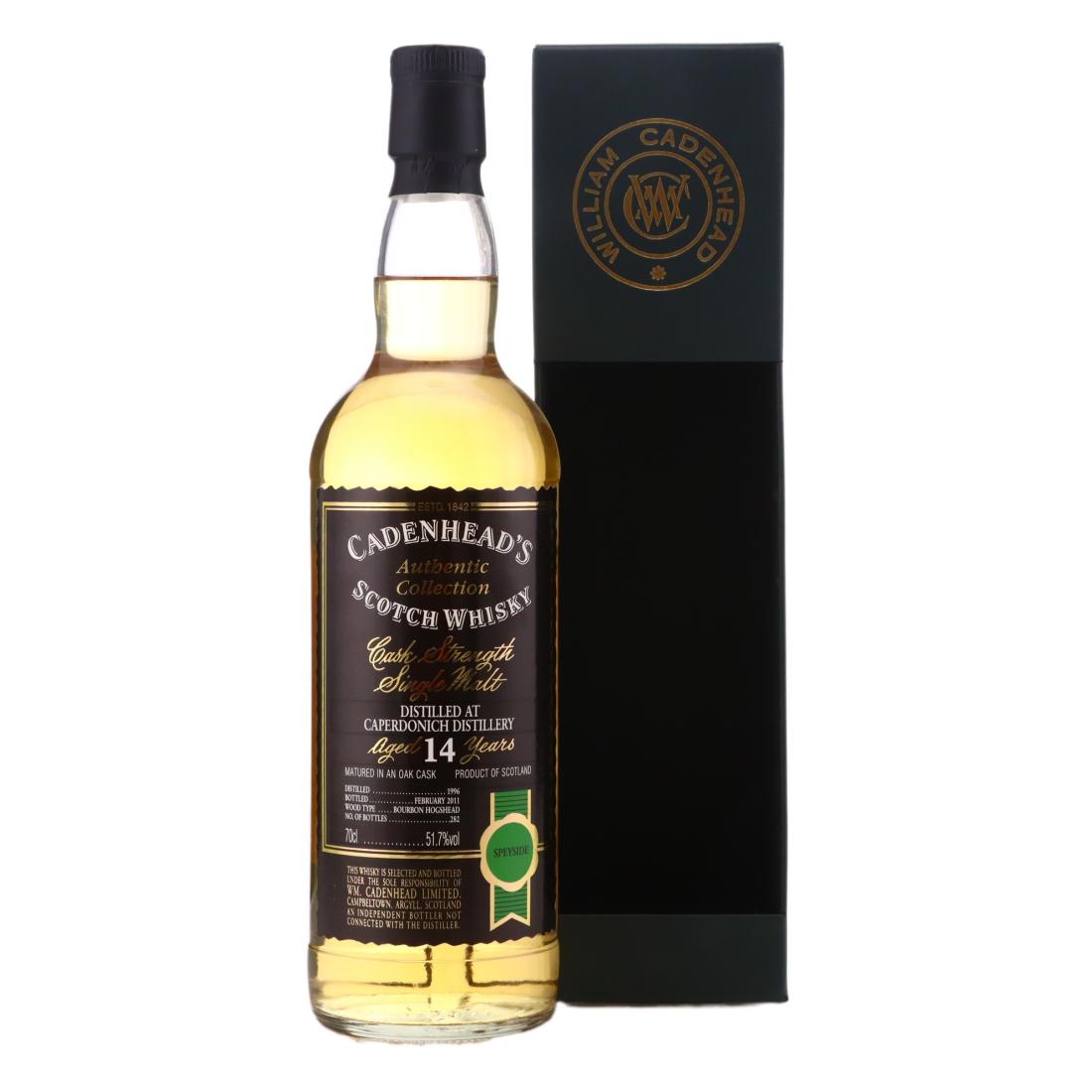 Caperdonich Authentic Collection 14 Year Old, Bourbon Hogshead Cask, 1996, Cadenhead's, 51.7% whisky bottle