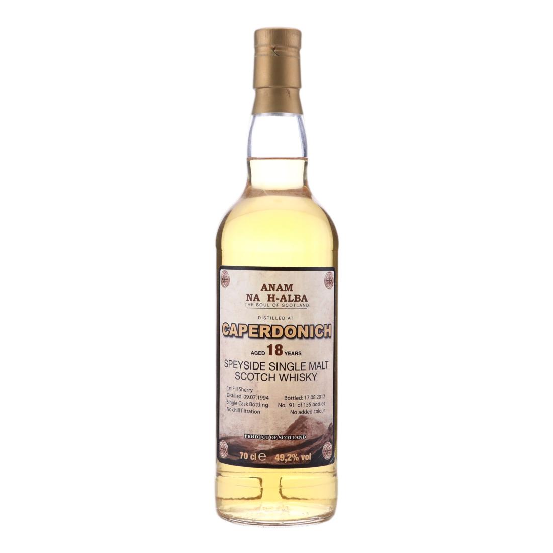 Caperdonich 18 Year Old, Sherry Cask, 1994, Anam na h-Alba, 49.2% whisky bottle