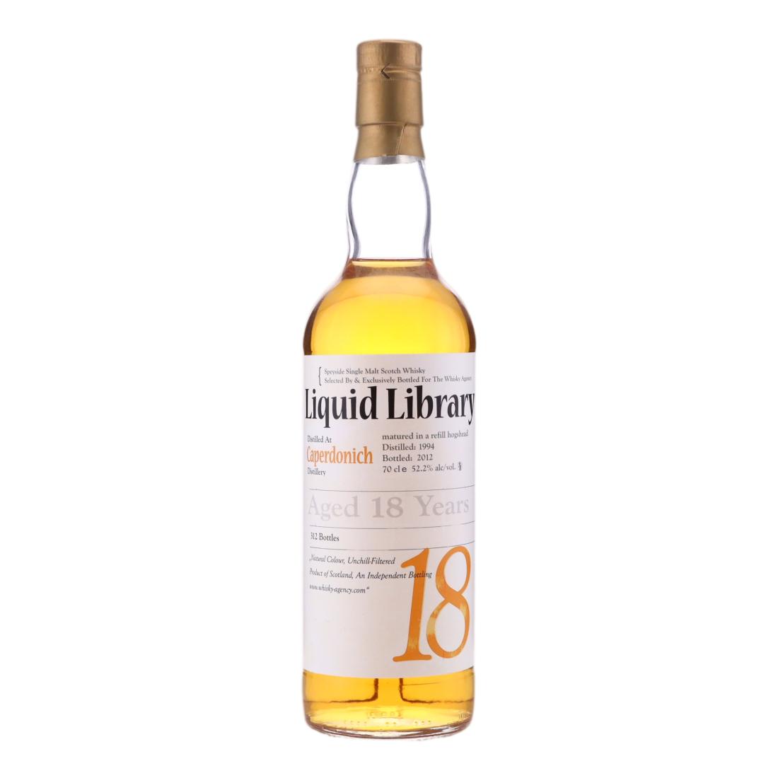 Caperdonich Liquid Library 18 Year Old, Hogshead Cask, 1994, The Whisky Agency, 52.2% whisky bottle
