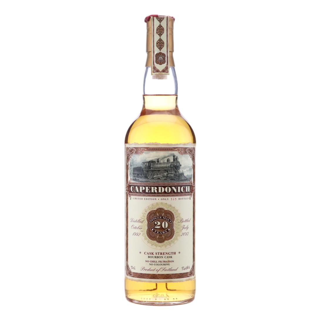 Caperdonich Old Train Line 20 Year Old, Bourbon Cask, Cask #121112, 1992, Jack Wiebers, 53.4% whisky bottle