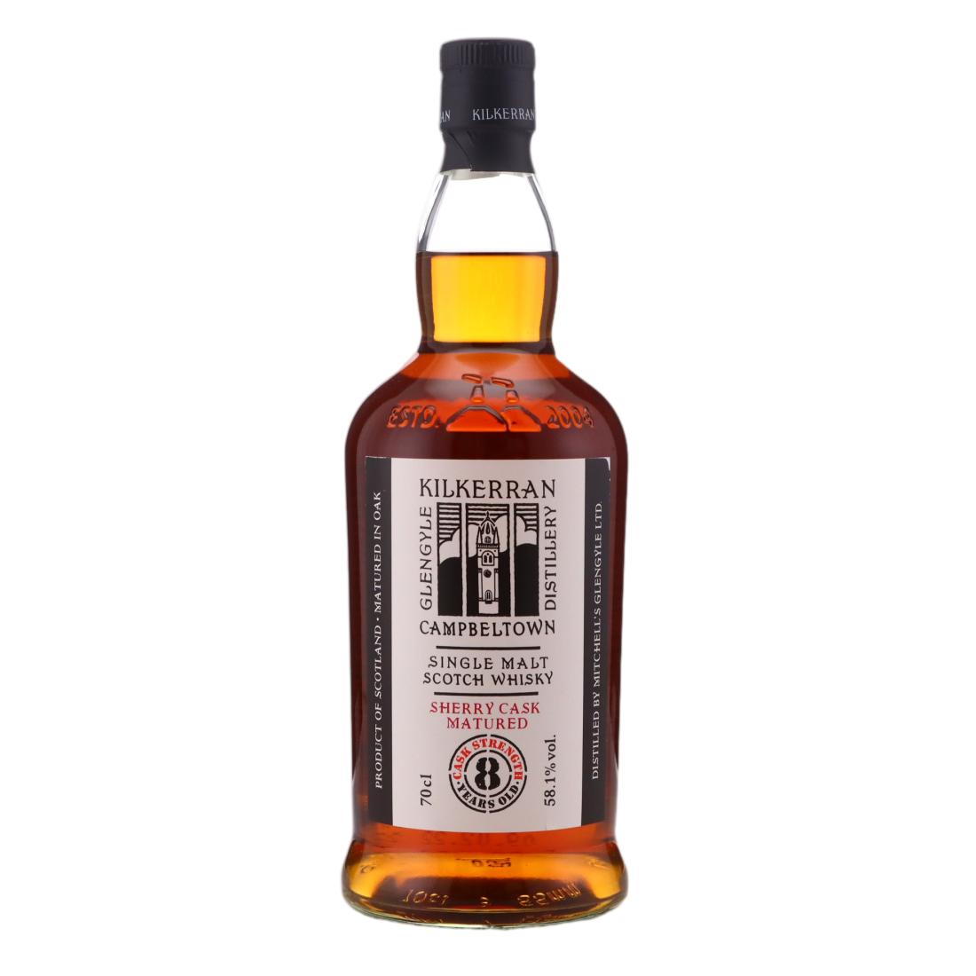 Kilkerran Cask Strength 8 Year Old, Sherry Cask, 2022, 58.1% whisky bottle