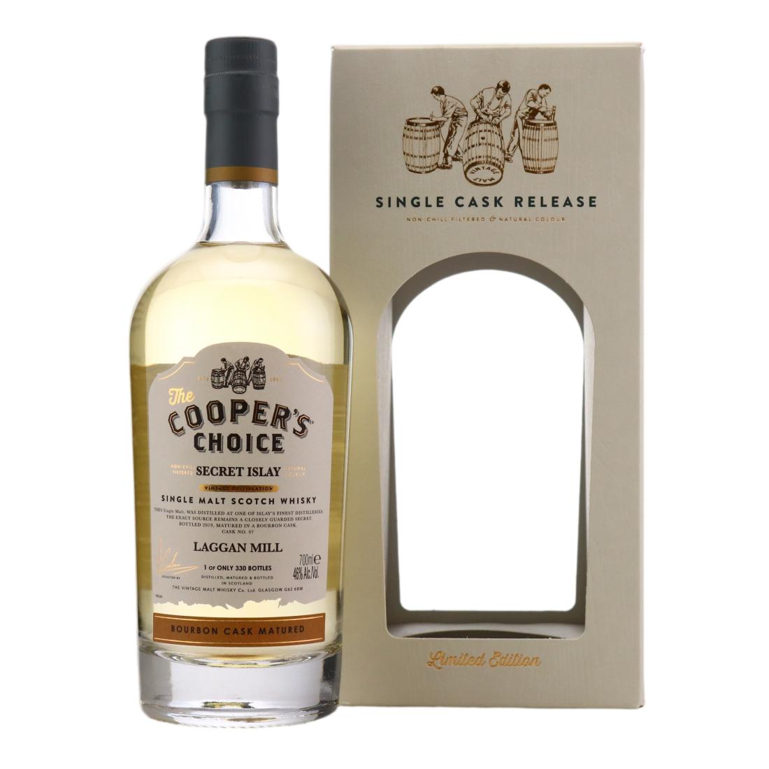 Laggan Mill The Secret Islay, Bourbon Cask, Cask #87, 2019, The Cooper's Choice, 46% whisky bottle