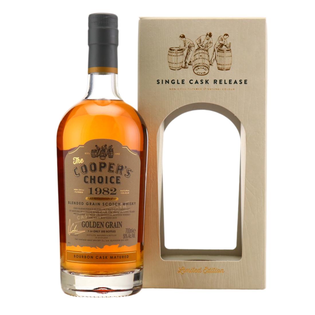Golden Grain 36 Year Old, Bourbon Cask, Cask #2, 1982, The Cooper's Choice, 50% whisky bottle