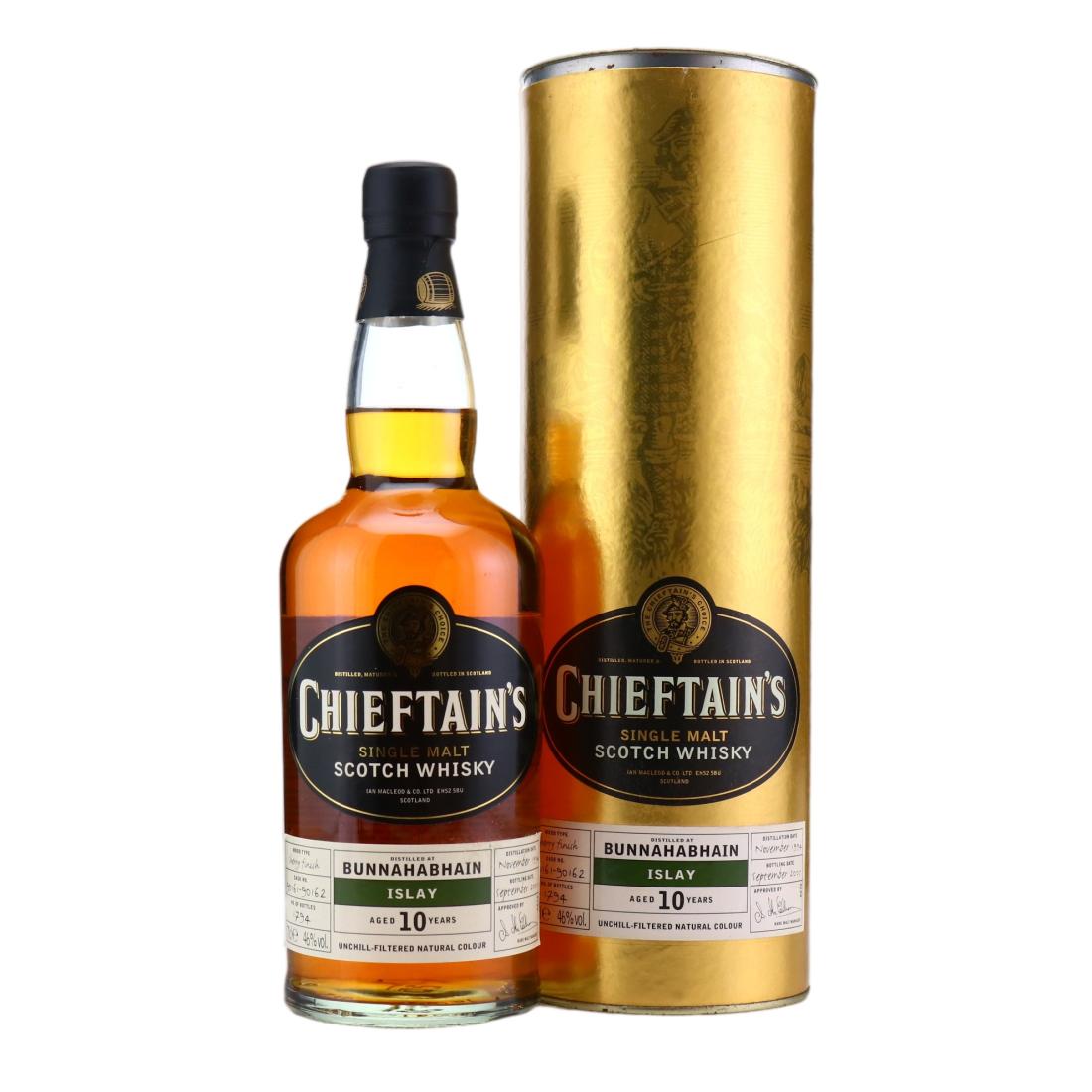Bunnahabhain 10 Year Old, Sherry Cask, Cask #90161-90162, 1994, Chieftain's, 46% whisky bottle