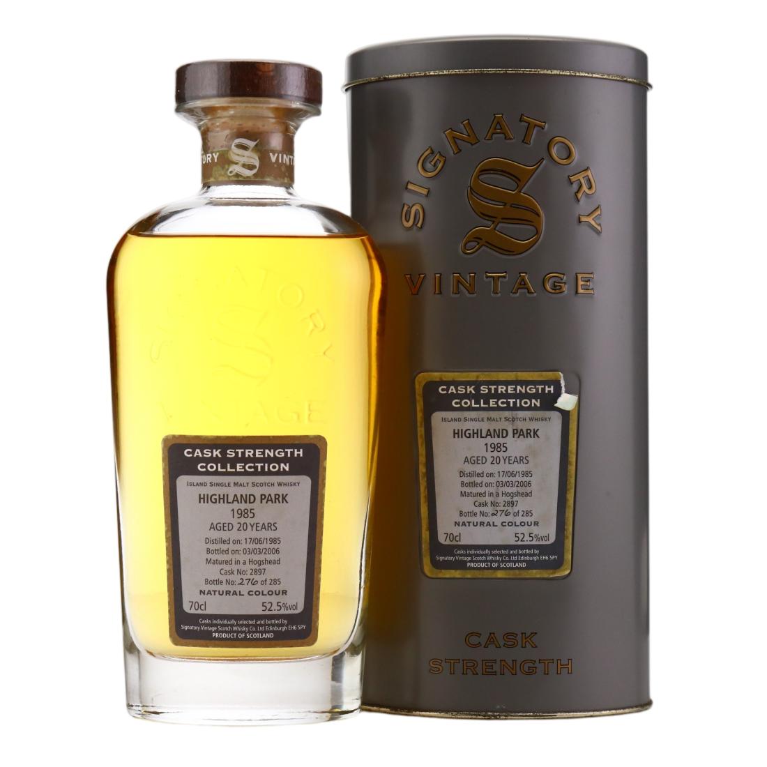 Highland Park Cask Strength Collection 20 Year Old, Hogshead Cask, Cask #2897, 1985, Signatory Vintage, 52.5% whisky bottle