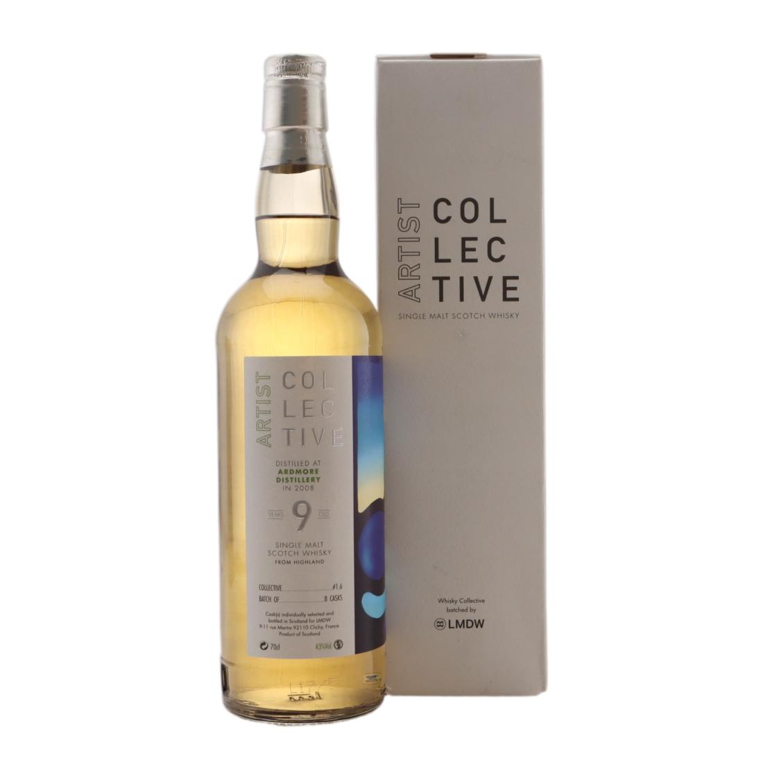 Ardmore Artist Collective 9 Year Old, Bourbon Cask, Batch No. 1.4, 2008, JADW, 43% whisky bottle