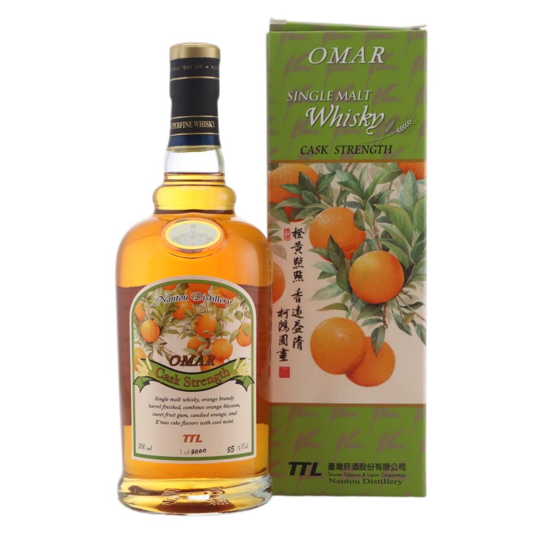 Omar Cask Strength Orange Brandy Barrel Finished, Orange Brandy Cask, 2018, 55% whisky bottle