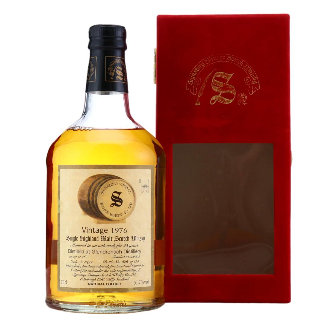 Glendronach Signatory Vintage "Dumpies" 25 Year Old, Oak Cask, Cask #1937, 1976, Signatory Vintage, 51.7% whisky bottle