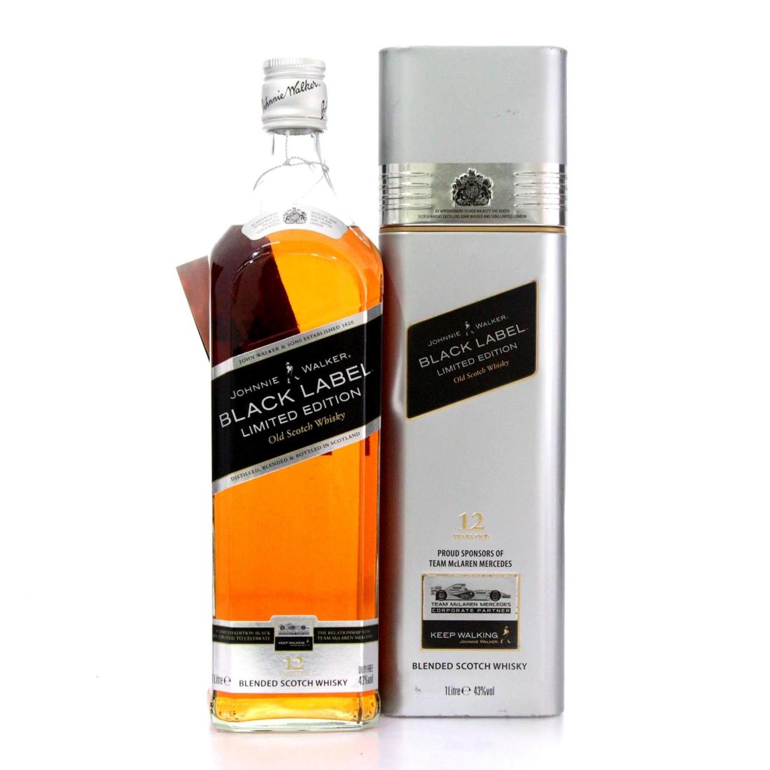 Johnnie Walker Black Label 12 Limited Edition Old Scotch Whisky Team Mclaren Mercedes Litre