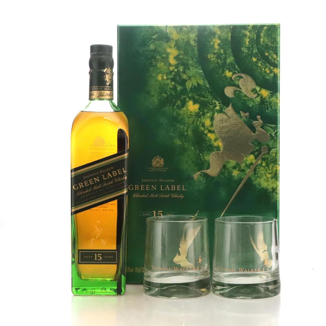 Johnnie Walker Green Label 15 Blended Malt Glasses Gift Pack