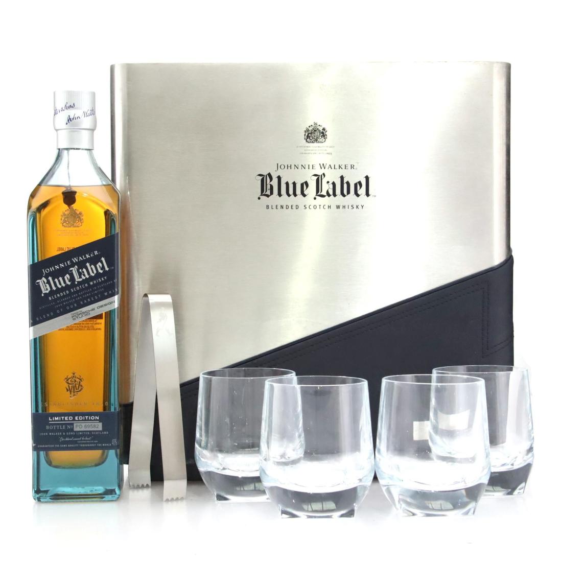 Johnnie Walker Blue Label Porsche Design Studio Scotch Whisky Ice Bucket Glasses Set