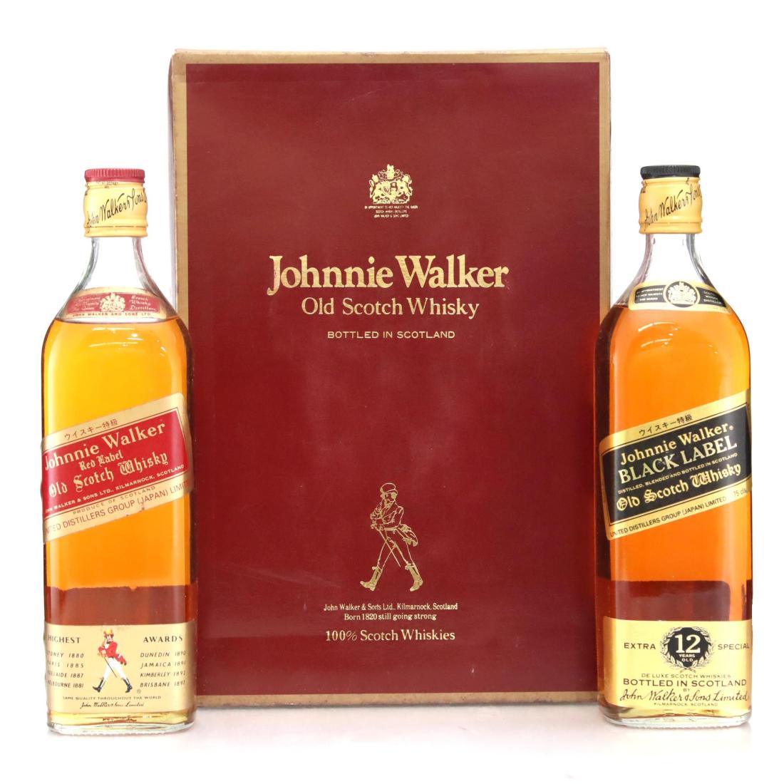 Johnnie Walker Old Scotch Whisky Box Set Black Red Label