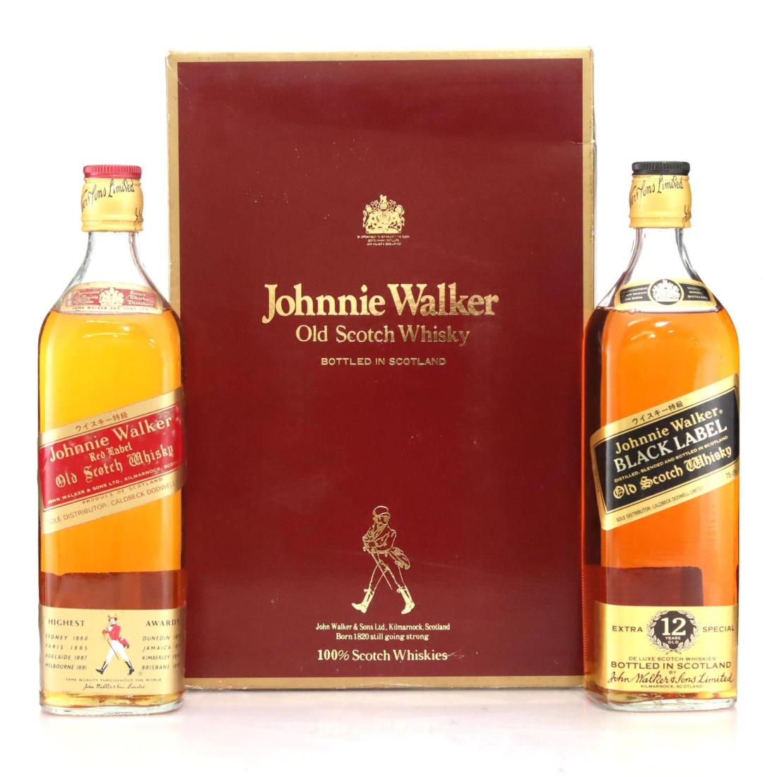 Johnnie Walker Old Scotch Whisky Box Set Black Red Label